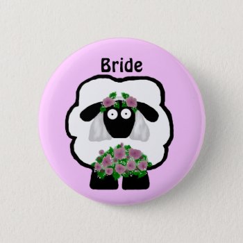 Bride Sheep Button by SillySheep at Zazzle
