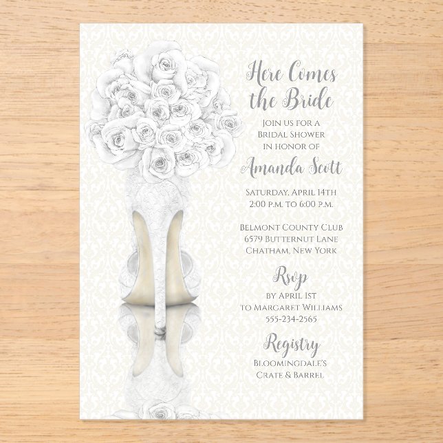 Bride Shoe and Bouquet Bridal Shower Invitation (Front)