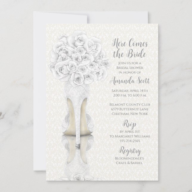 Bride Shoe and Bouquet Bridal Shower Invitation (Front)