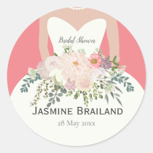 Bride silhouette bridal shower classic round sticker