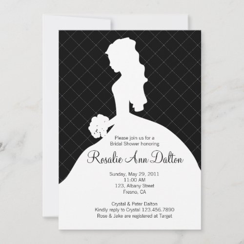 Bride Silhouette - Bridal Shower Invitaion (Black) Invites