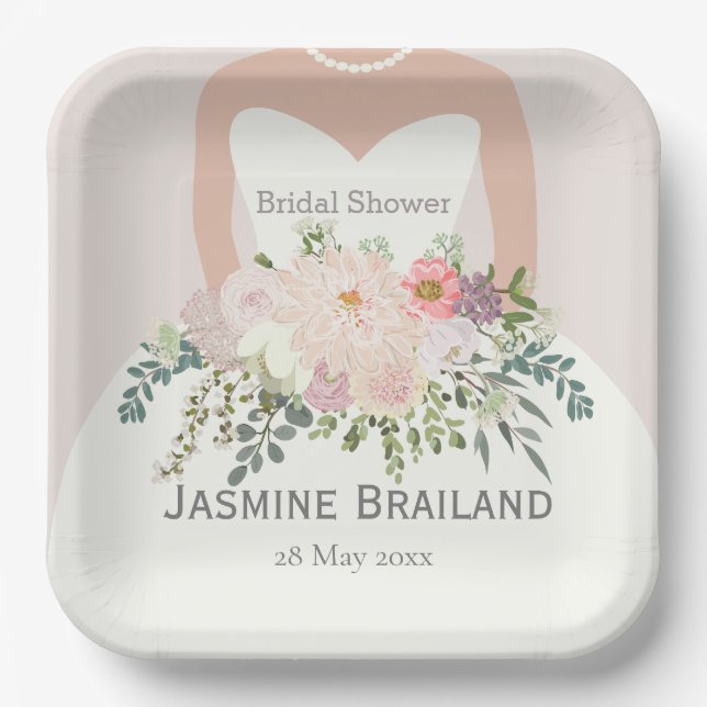 Bride silhouette bridal shower personalized   paper plates (Front)