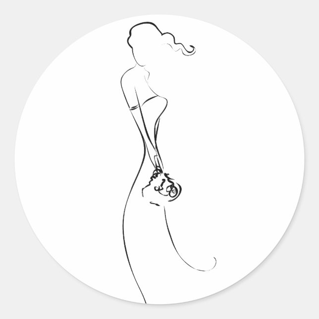 Bride Silhouette Clipart Wedding Stickers (Front)