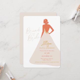 Bride Silhouette in Couture Dress Bridal Brunch Invitation