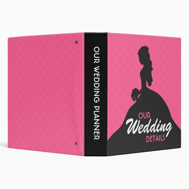 Bride Silhouette Wedding Planner (pink) 3 Ring Binder (Background)