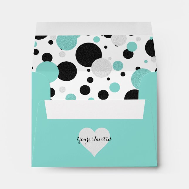Bride & Silver Teal Blue Polka Dots Tiara Party Envelope (Back (Bottom))