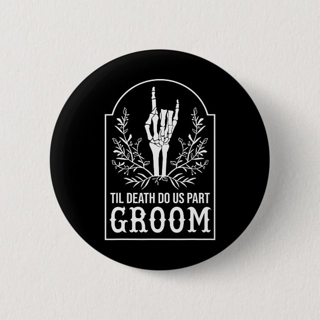 Bride Skeleton Hand Couples Matching Wedding Hallo Button (Front)