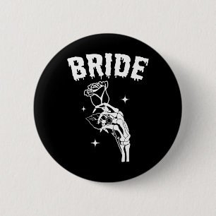 Bride Skeleton Hand Wedding Halloween Couples Matc Button