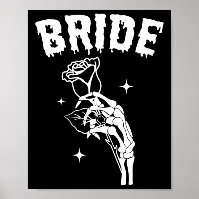 Bride Skeleton Hand Wedding Halloween Couples Matc Poster (Front)