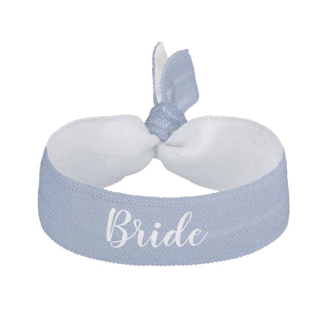 Bride Something Blue White Wedding Party Elastic Hair Tie (Front)