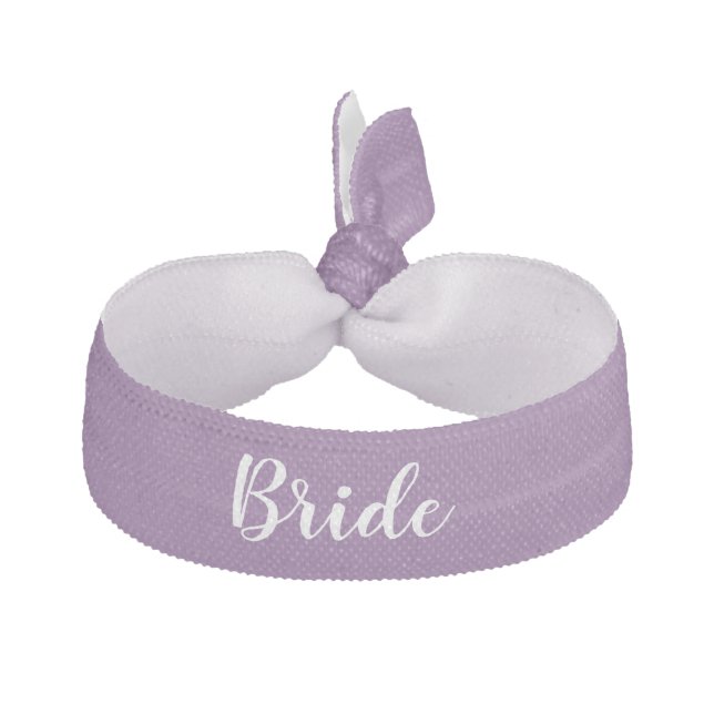 Bride Something Purple White Wedding Party Elastic Hair Tie (Front)