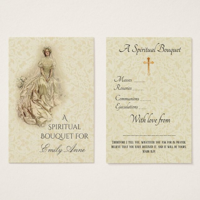 Bride Spiritual Bouquet Prayer Holy Card (Front & Back)