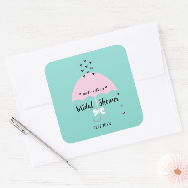 Bride Sprinkle A Little Love Bridal Shower Square Sticker (Envelope)