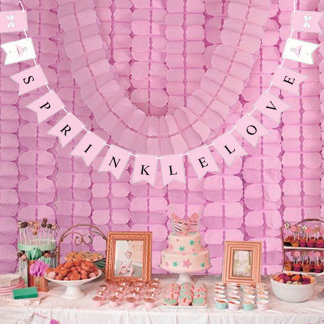 BRIDE Sprinkle Little Love Pink Shower Party Bunting Flags