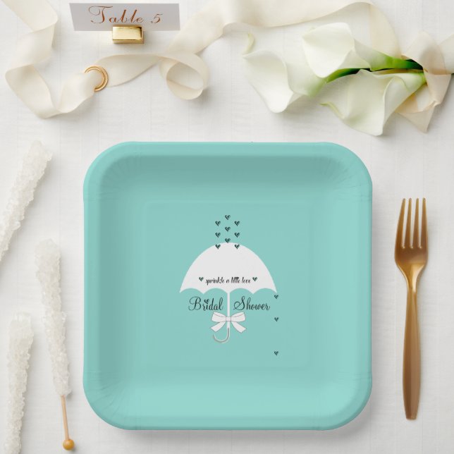 BRIDE Sprinkle Little Love Teal Blue Shower Party Paper Plates (Wedding)