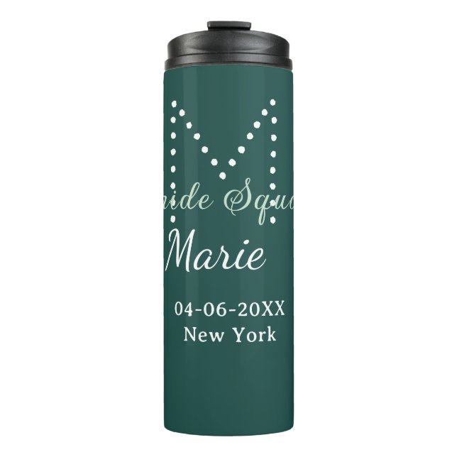 Bride squad add name monogram bridesmaid blue thermal tumbler (Front)