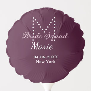 Bride squad add name monogram bridesmaid mauve balloon