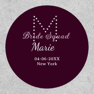 Bride squad add name monogram bridesmaid mauve  patch