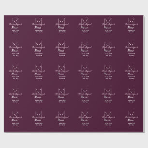 Bride squad add name monogram bridesmaid mauve wrapping paper