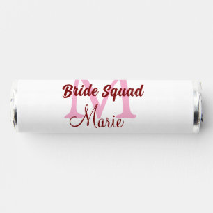 Bride squad add name monogram bridesmaid pink date breath savers® mints