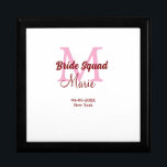 Bride squad add name monogram bridesmaid pink date gift box<br><div class="desc">beautiful design</div>