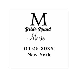 Bride squad add name monogram bridesmaid pink date self-inking stamp