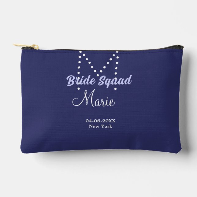 Bride squad add name monogram bridesmaid purple wh accessory pouch (Front)