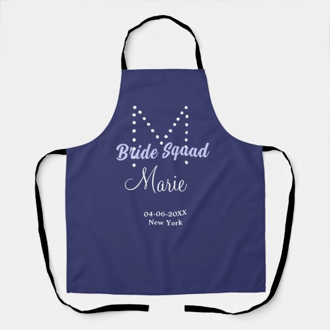 Bride squad add name monogram bridesmaid purple wh apron (Front)