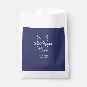 Bride squad add name monogram bridesmaid purple wh favor bag