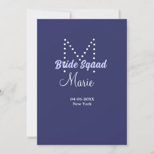Bride squad add name monogram bridesmaid purple wh invitation