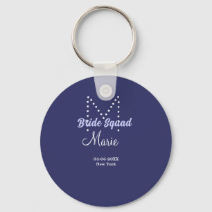 Bride squad add name monogram bridesmaid purple wh keychain