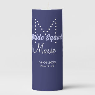 Bride squad add name monogram bridesmaid purple wh pillar candle