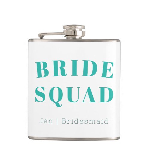 Bride Squad  Aqua Bachelorette Bridesmaid Flask