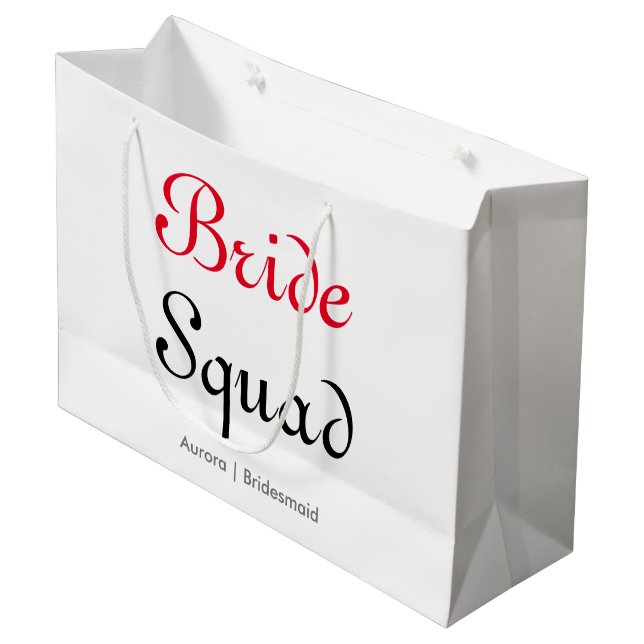Bride Squad Bachelorette Party Bridesmaid  Large Gift Bag (Front Angled)