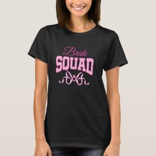 Bride Squad Bachelorette Party Bridesmaid Pink Bow T-Shirt