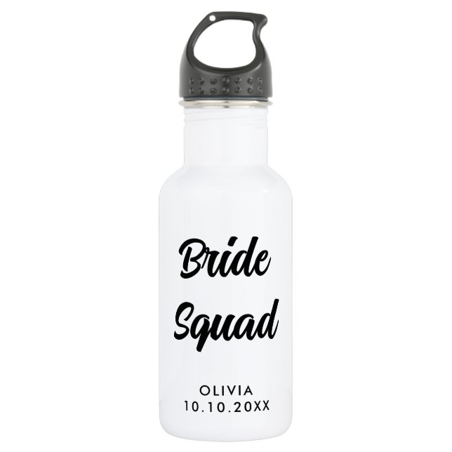 Bride Squad Bridal Shower Bachelorette Party Name Stainless Steel Water Bottle (Front)