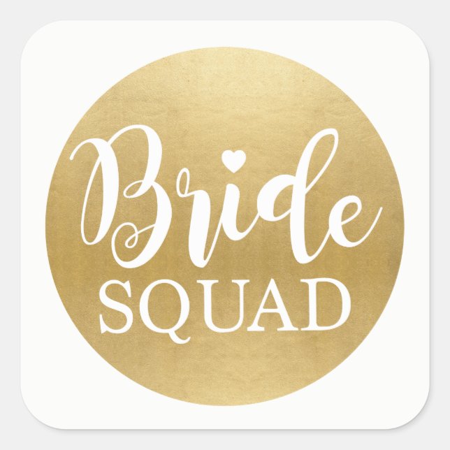 Bride Squad Bridal Shower Stickers Gold Bridal (Front)