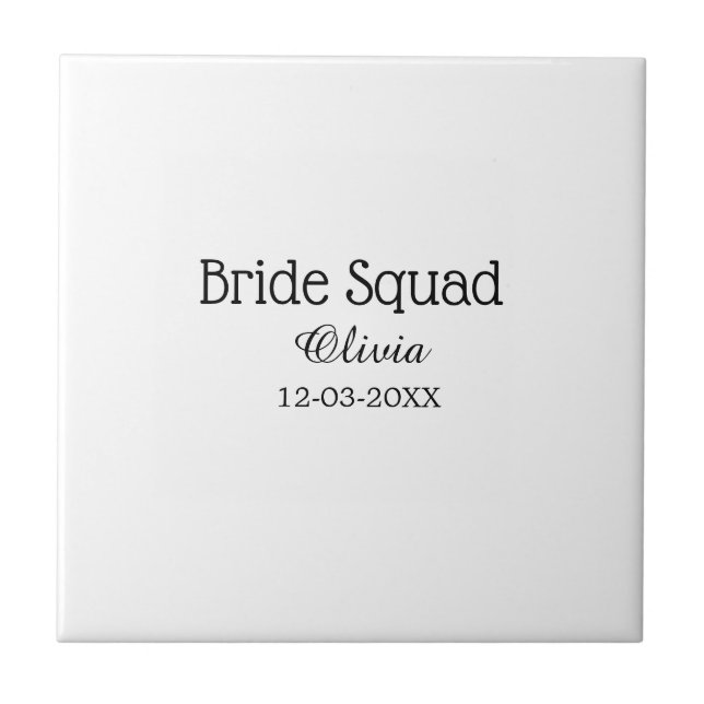 Bride squad bridesmaid add name bachelorette party ceramic tile (Front)