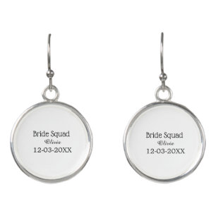 Bride squad bridesmaid add name bachelorette party earrings