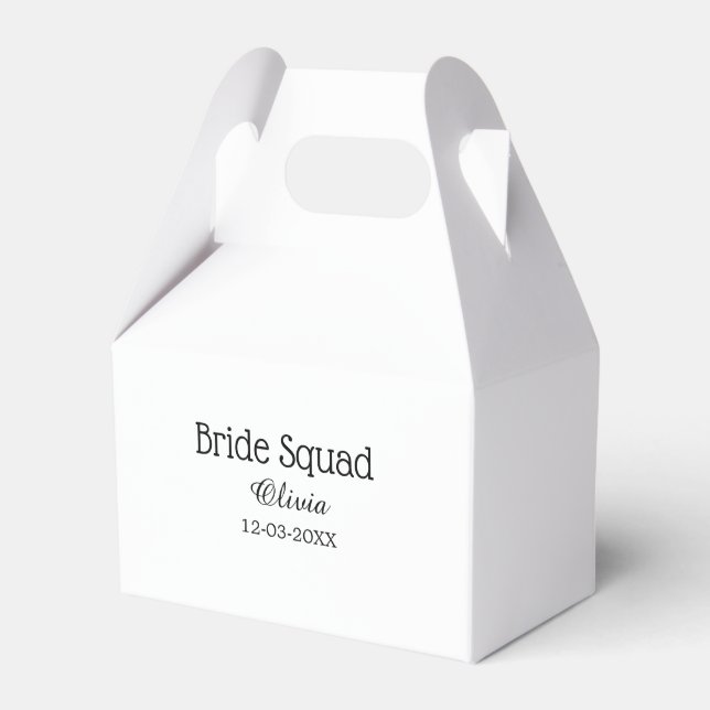 Bride squad bridesmaid add name bachelorette party favor boxes (Front Side)