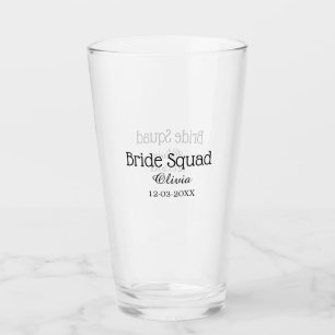 Bride squad bridesmaid add name bachelorette party glass