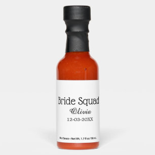 Bride squad bridesmaid add name bachelorette party hot sauces