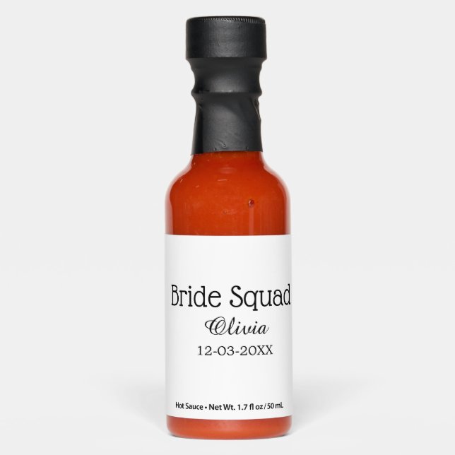 Bride squad bridesmaid add name bachelorette party hot sauces (Front)