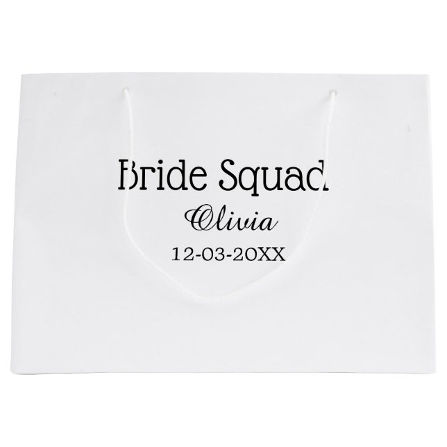 Bride squad bridesmaid add name bachelorette party large gift bag (Front)