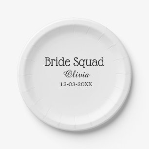 Bride squad bridesmaid add name bachelorette party paper plates