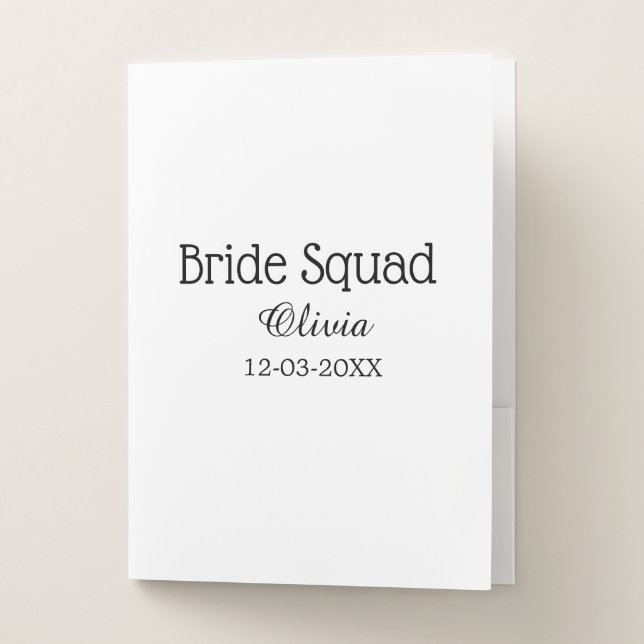 Bride squad bridesmaid add name bachelorette party pocket folder (Front)