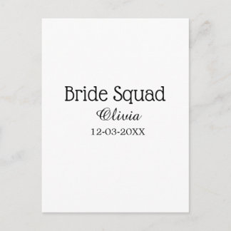Bride squad bridesmaid add name bachelorette party postcard