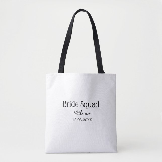 Bride squad bridesmaid add name bachelorette party tote bag (Front)