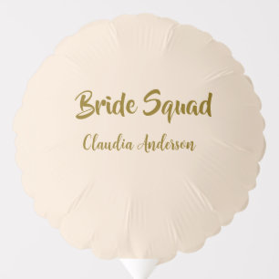 Bride squad bridesmaid name golden orange wedding balloon