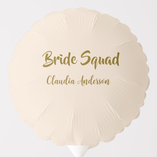 Bride squad bridesmaid name golden orange wedding  balloon (Front)